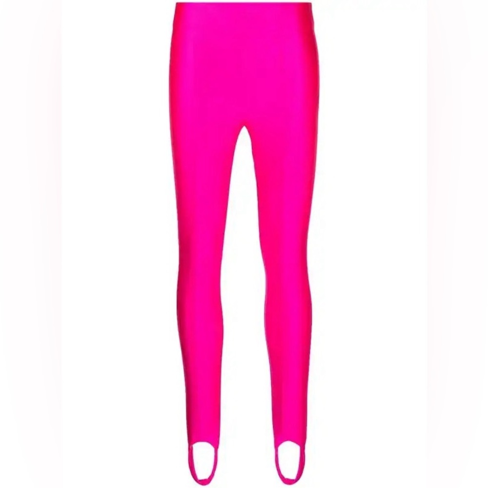 Good American Hot Pink High-Rise Compression Shine Stirrup Trousers